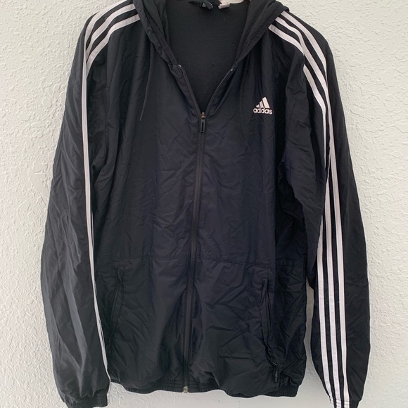 adidas black windbreaker jacket